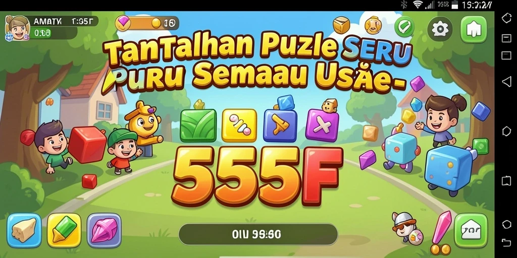 Tangkapan layar utama 555F menampilkan gameplay seru puzzle.