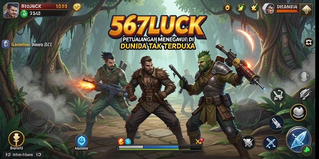 Screenshot menunjukkan aksi mendebarkan dalam permainan petualangan 567LUCK.
