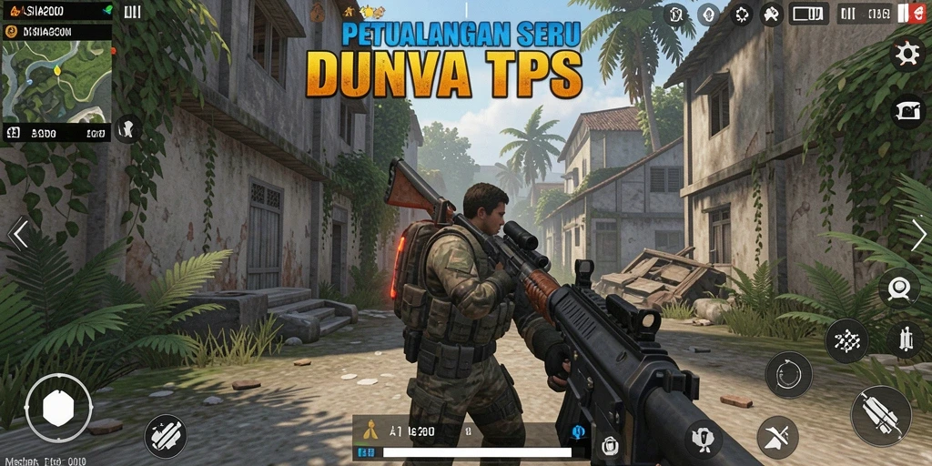 Screenshot utama ASIA200 menampilkan aksi seru dalam pertempuran TPS.