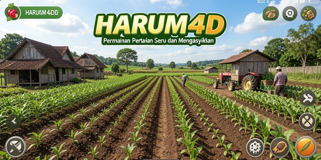 Tangkapan layar gameplay HARUM4D yang menampilkan lahan pertanian yang subur.