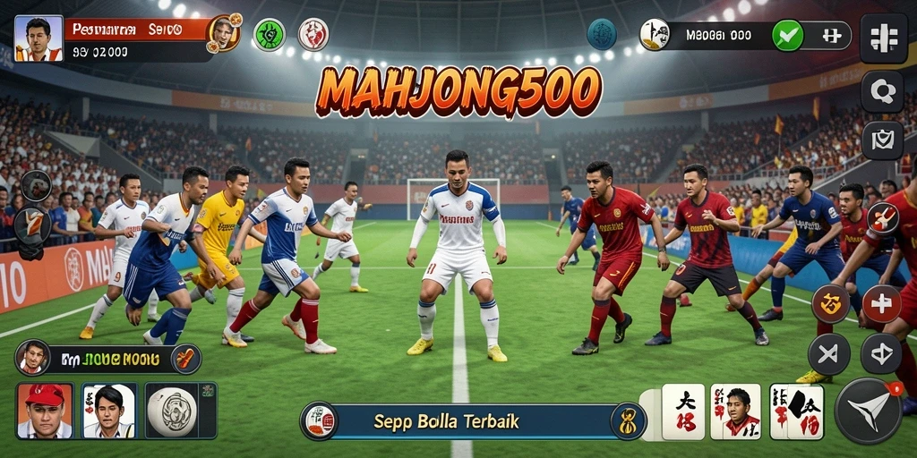 Tampilan gameplay seru di lapangan sepak bola.