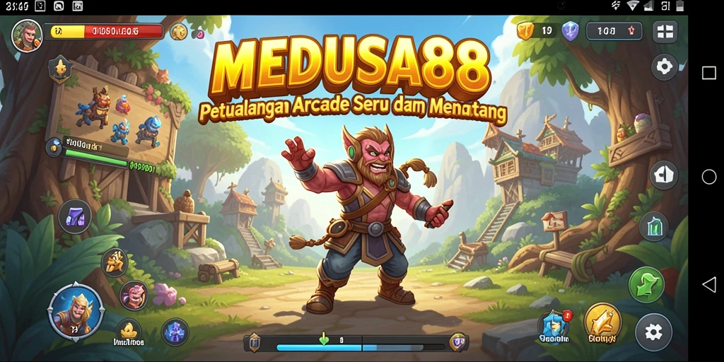Tampilan gameplay seru MEDUSA88 dengan aksi Arcade menarik.