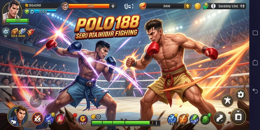 Screenshot dari gameplay <strong>POLO188</strong> menampilkan aksi pertarungan yang intens.