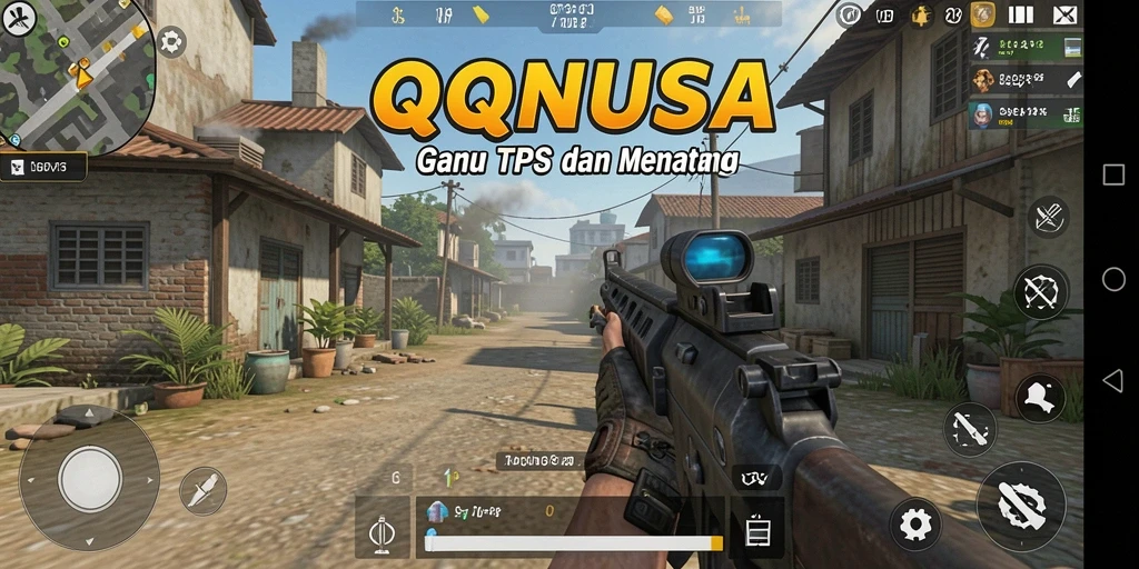 Tampilan gameplay seru di QQNUSA dengan aksi TPS yang mendebarkan.