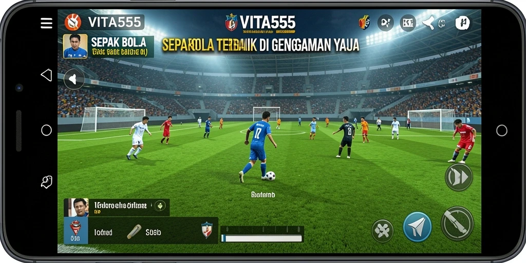 Screenshot VITA555 menunjukkan aksi seru di lapangan hijau.